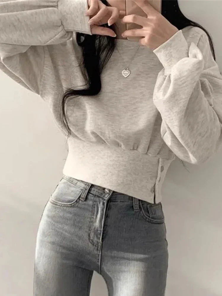 Catalina – Dames Hoodie met Knopdetails en Lange Mouwen