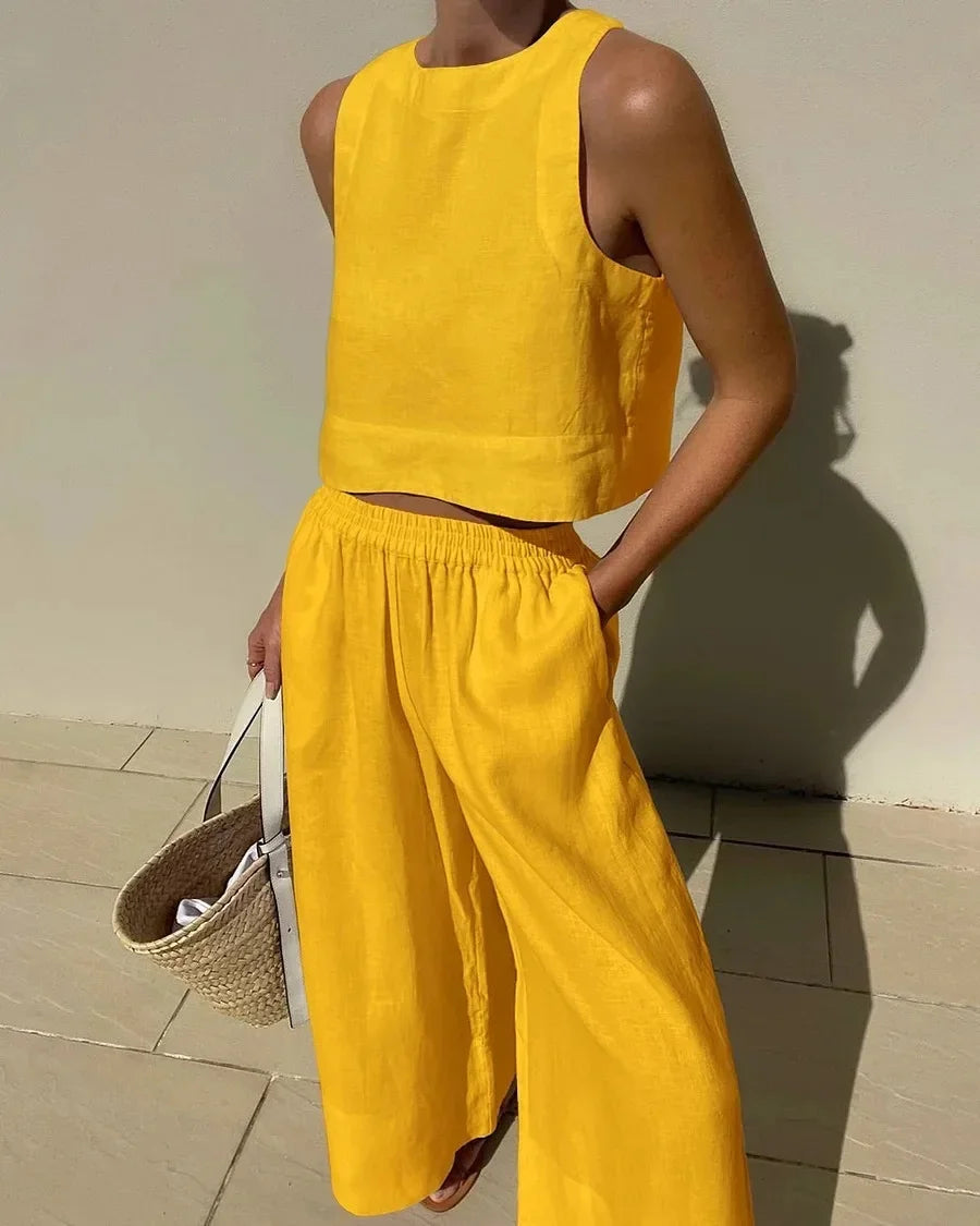 Laurena – Mouwloze Dames Set met Losse Pasvorm