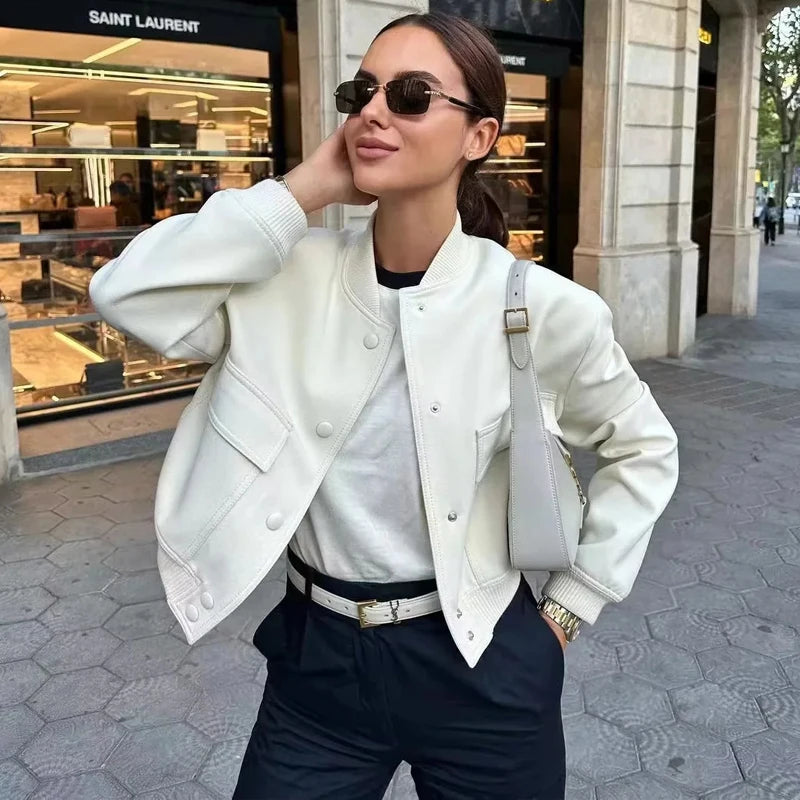 Amara – Cropped Dames Bomber Aviator Jas