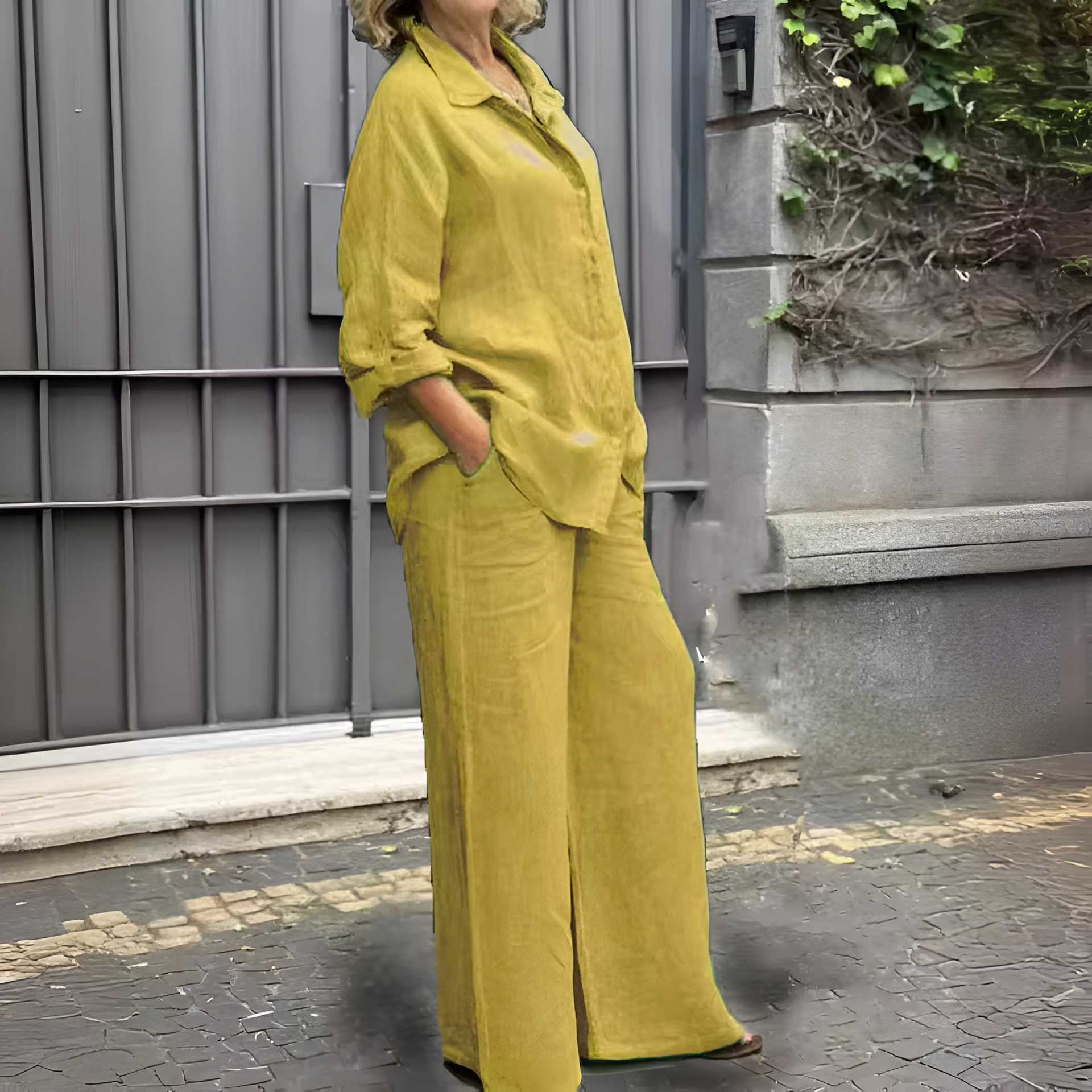 Calista – Dames Linnen Shirt & Broek Set