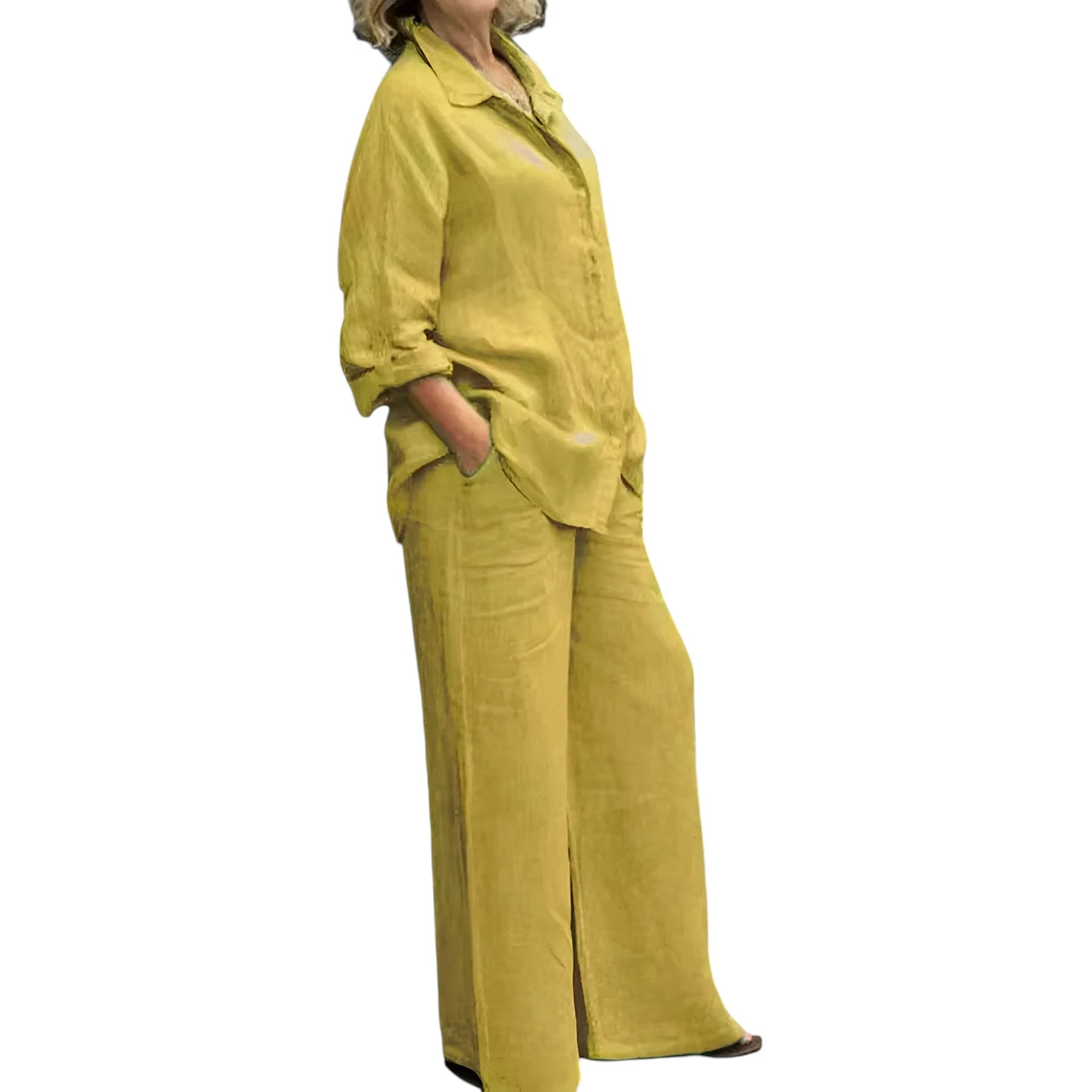 Calista – Dames Linnen Shirt & Broek Set