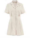 Amelia – Khaki Linnen-Katoenen Dames Zomer Jumpsuit