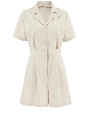 Amelia – Khaki Linnen-Katoenen Dames Zomer Jumpsuit