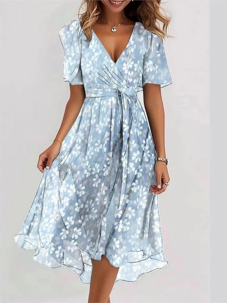 Karylle – Zomerjurk met Diepe V-Hals en Elegante Swing voor Dames