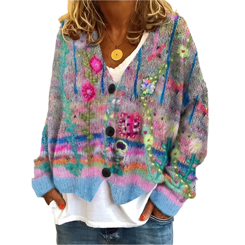 Zoey – Damesvest met Abstracte Print van Lichtgewicht Stof