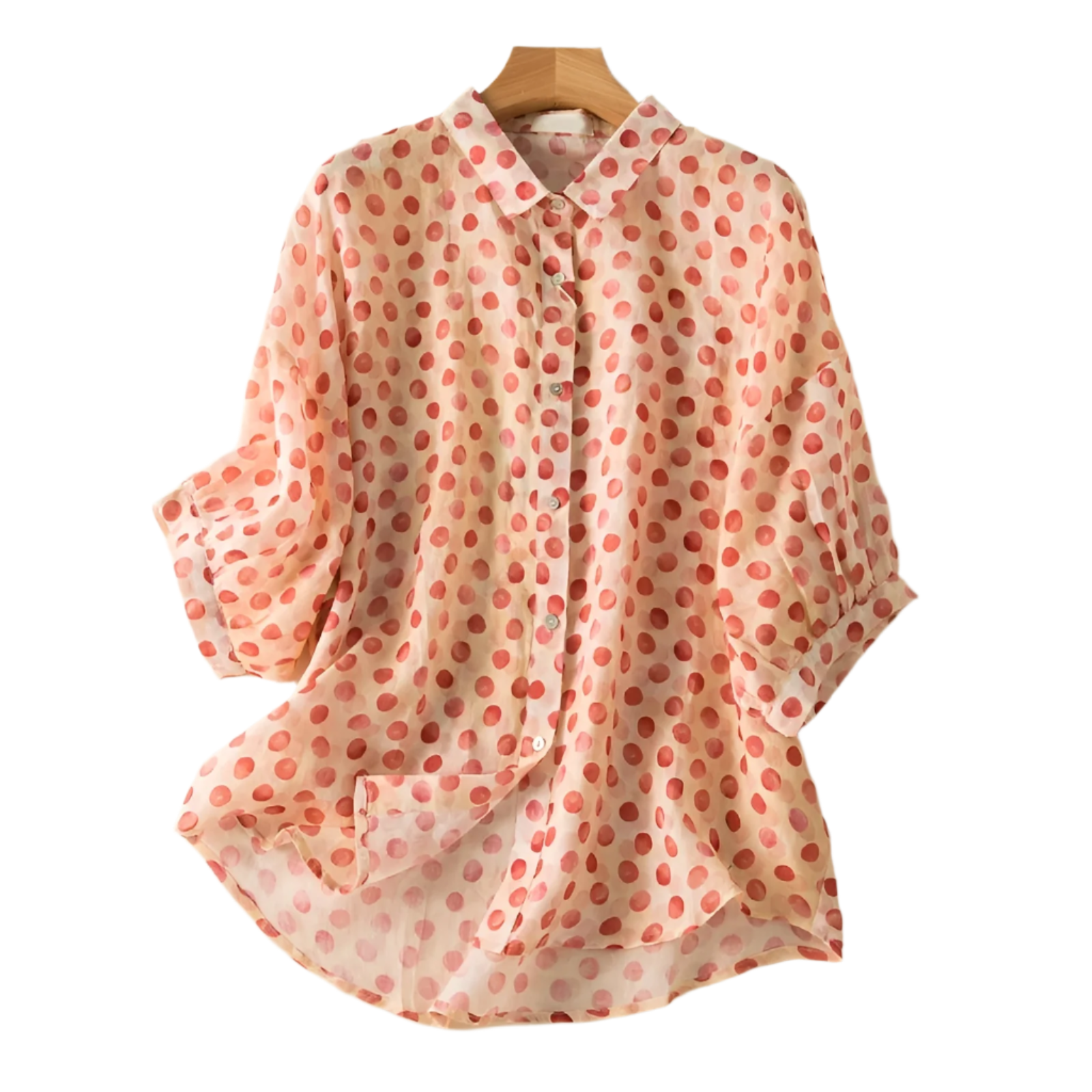 Luciana – Ademend Dames Linnen Blouse met Polkadotprint