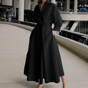 ElenaFerrucci Revers Elastische Taille Swing Jurk Voor Vrouwen