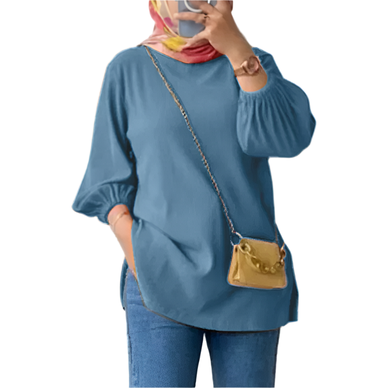 Amina – Elegante Puff-Mouw Dames Top met Modieuze Pasvorm