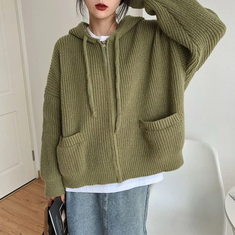 Elena – Gebreide Oversized Dames Sweater met Rits