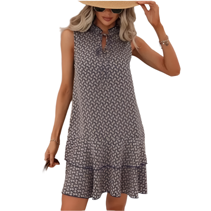 Zahara – Boho V-Hals Jurk met Print en Taillelint voor Dames
