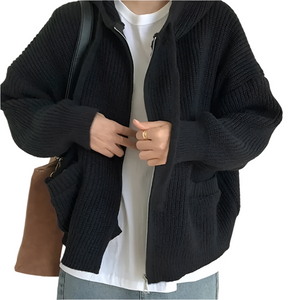 Elena – Gebreide Oversized Dames Sweater met Rits