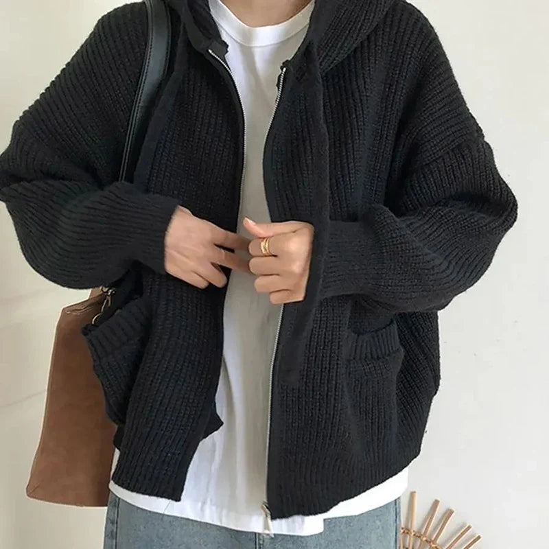 Elena – Gebreide Oversized Dames Sweater met Rits