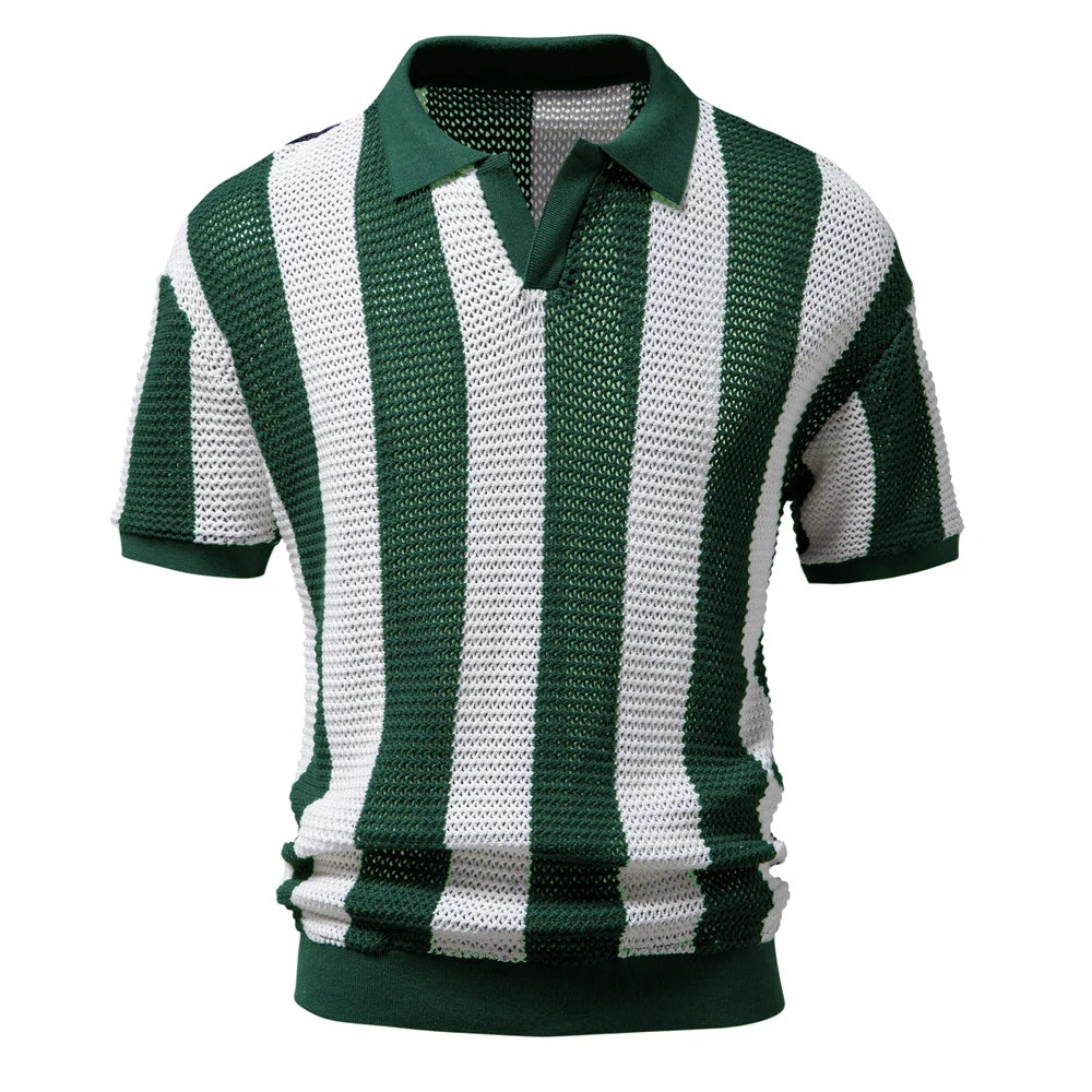 Enzo – Retro Mesh Gebreide Herenpolo