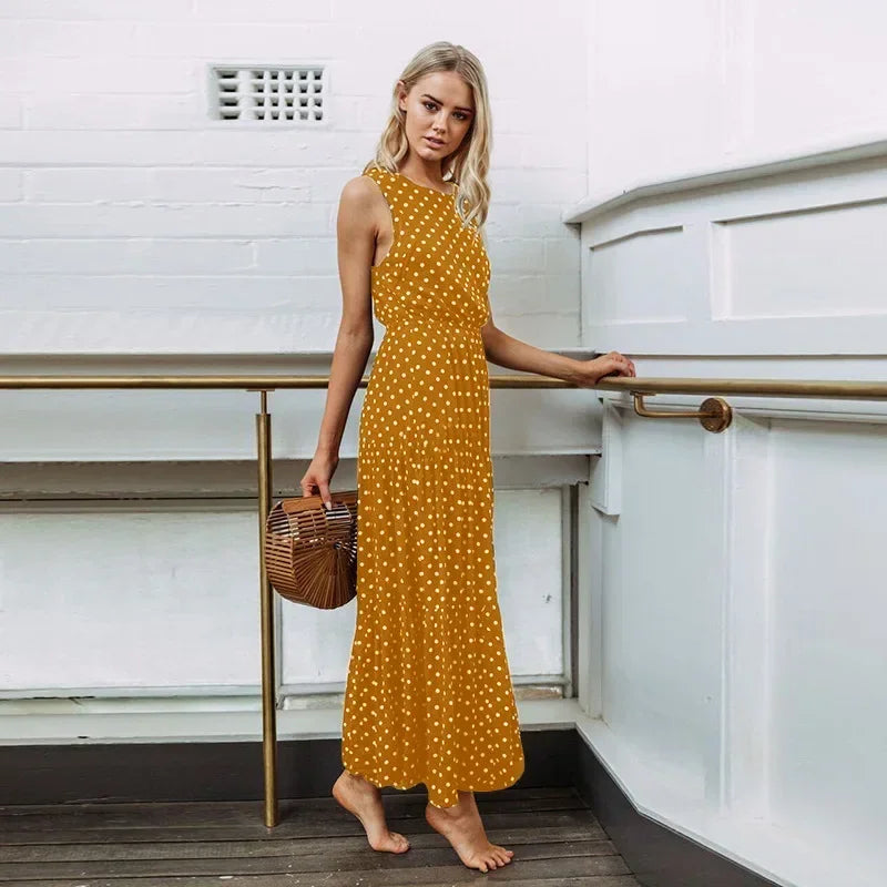 Isabella – Bohemian Mouwloze Chiffon Jurk voor Dames