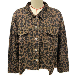 Caniyah – Panterprint Dames Denim Jas met Franjes
