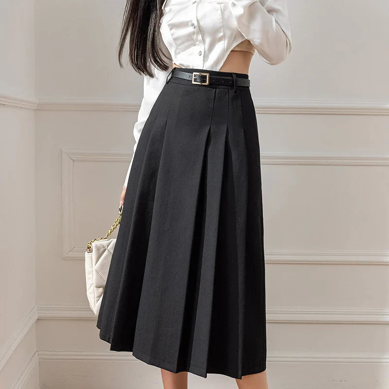 Camila – Elegante Dames Plooirok met Tailleceintuur