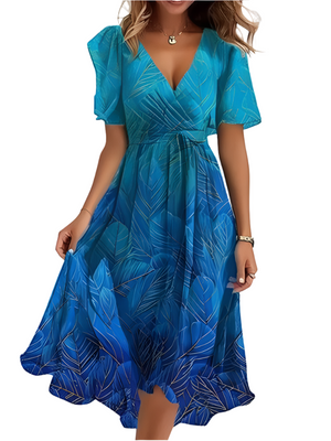 Karylle – Zomerjurk met Diepe V-Hals en Elegante Swing voor Dames