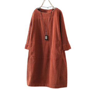 Mirella – Zachte Corduroy Retro Jurk voor Vrouwen