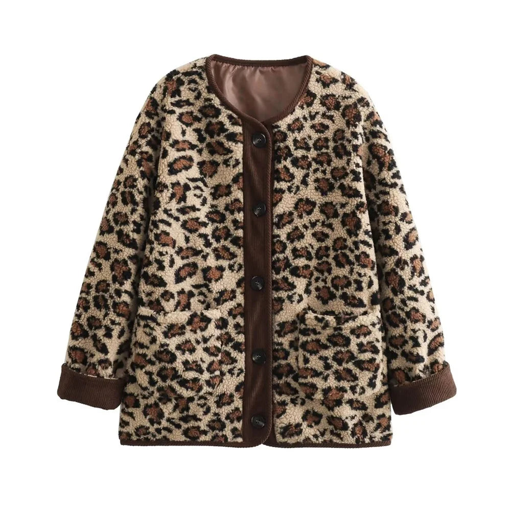 Eloïse – Dames Jas van Lamswol met Luipaardprint