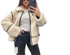 Clara – Beige Slim Fit Winterjas van Lamswol voor Dames