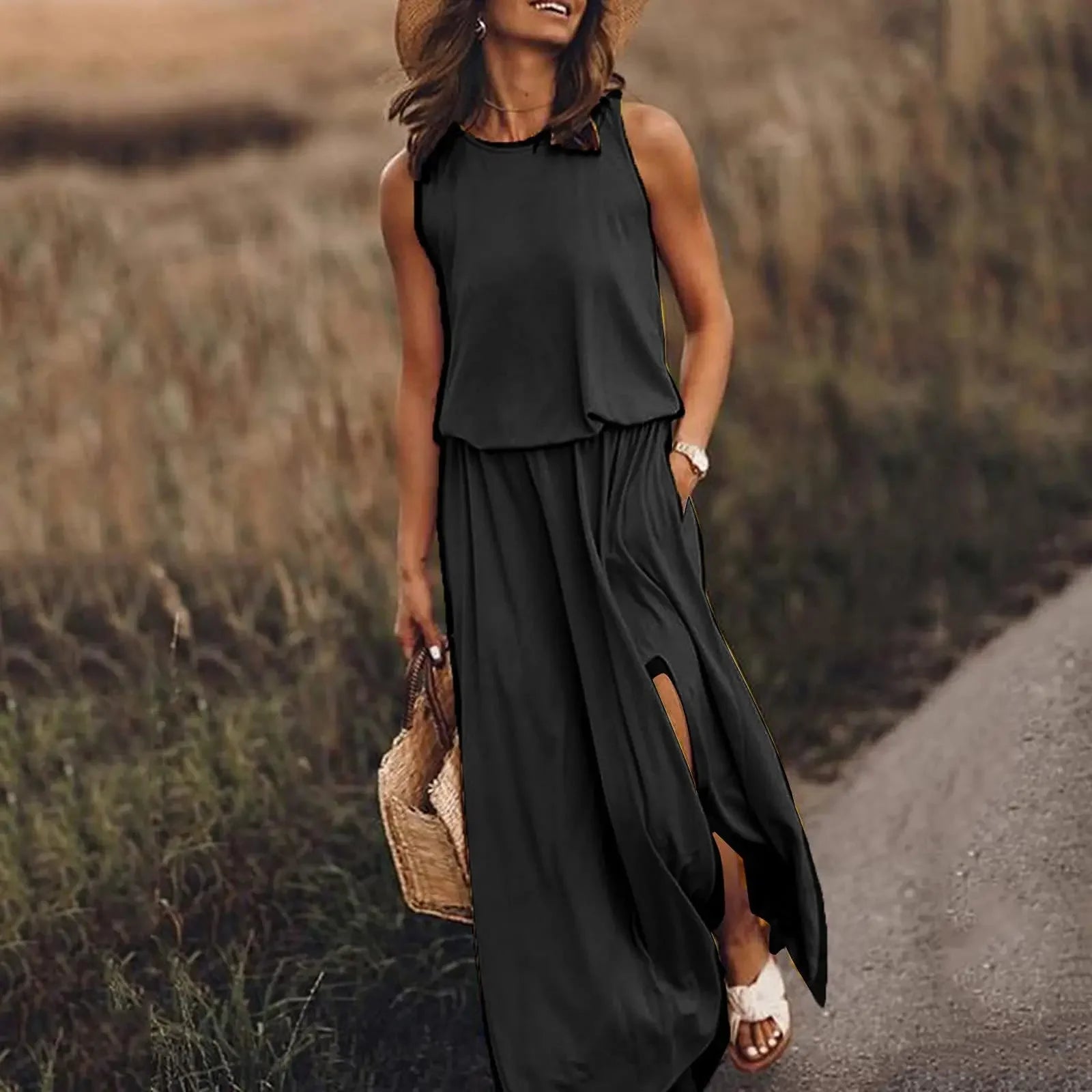 Keysie – Luchtige Mouwloze Maxi Zomerjurk voor Dames