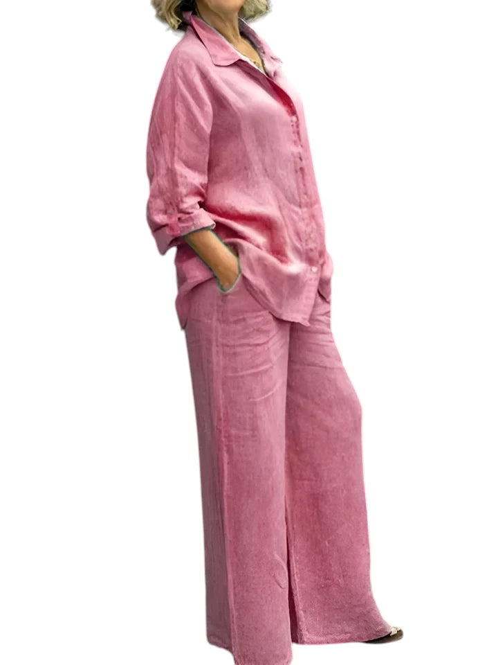 Calista – Dames Linnen Shirt & Broek Set