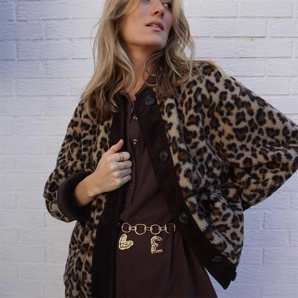Eloïse – Dames Jas van Lamswol met Luipaardprint