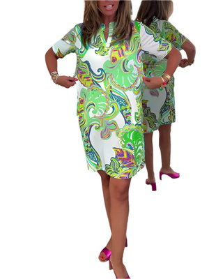 Aniya – Soepelvallende en Luchtige Dames Midi Jurk met Print