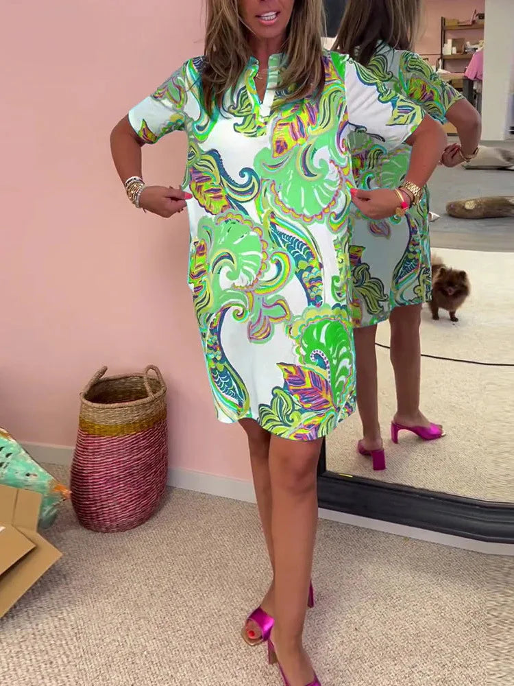 Aniya – Soepelvallende en Luchtige Dames Midi Jurk met Print