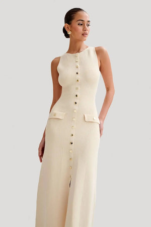 Chiara – Gebreide Rib Midi Jurk voor Dames