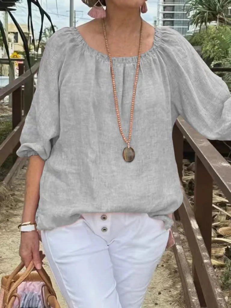 Ruffa – Luchtig Plus-Size Dames T-shirt van Katoen-Hennep