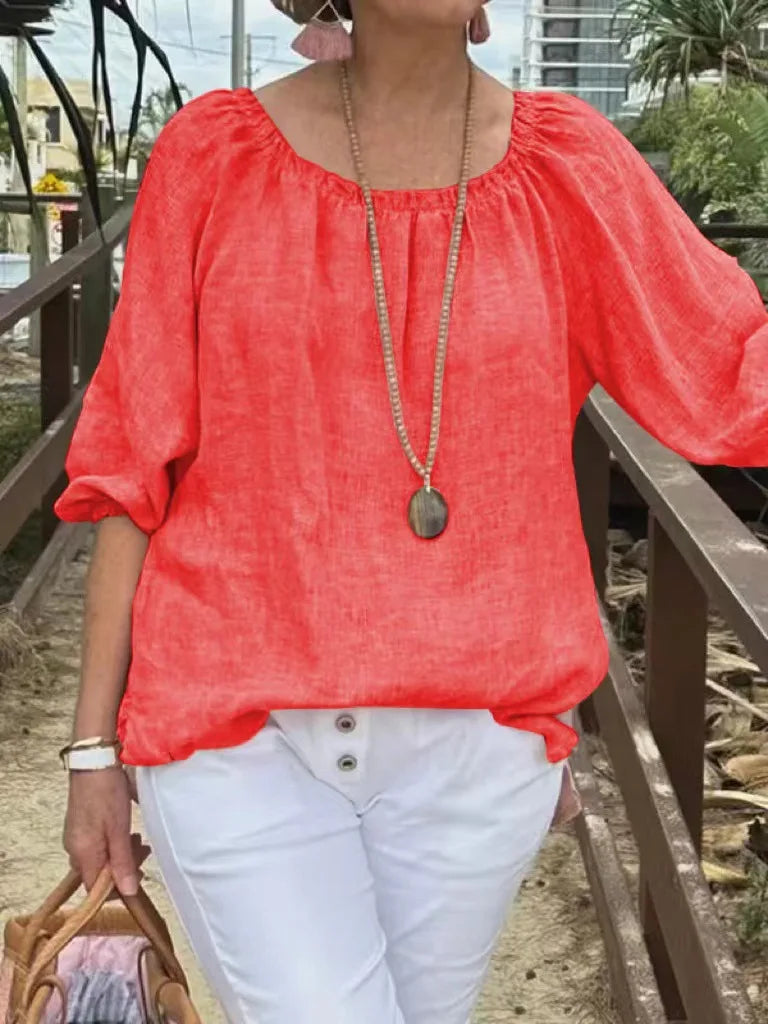 Ruffa – Luchtig Plus-Size Dames T-shirt van Katoen-Hennep