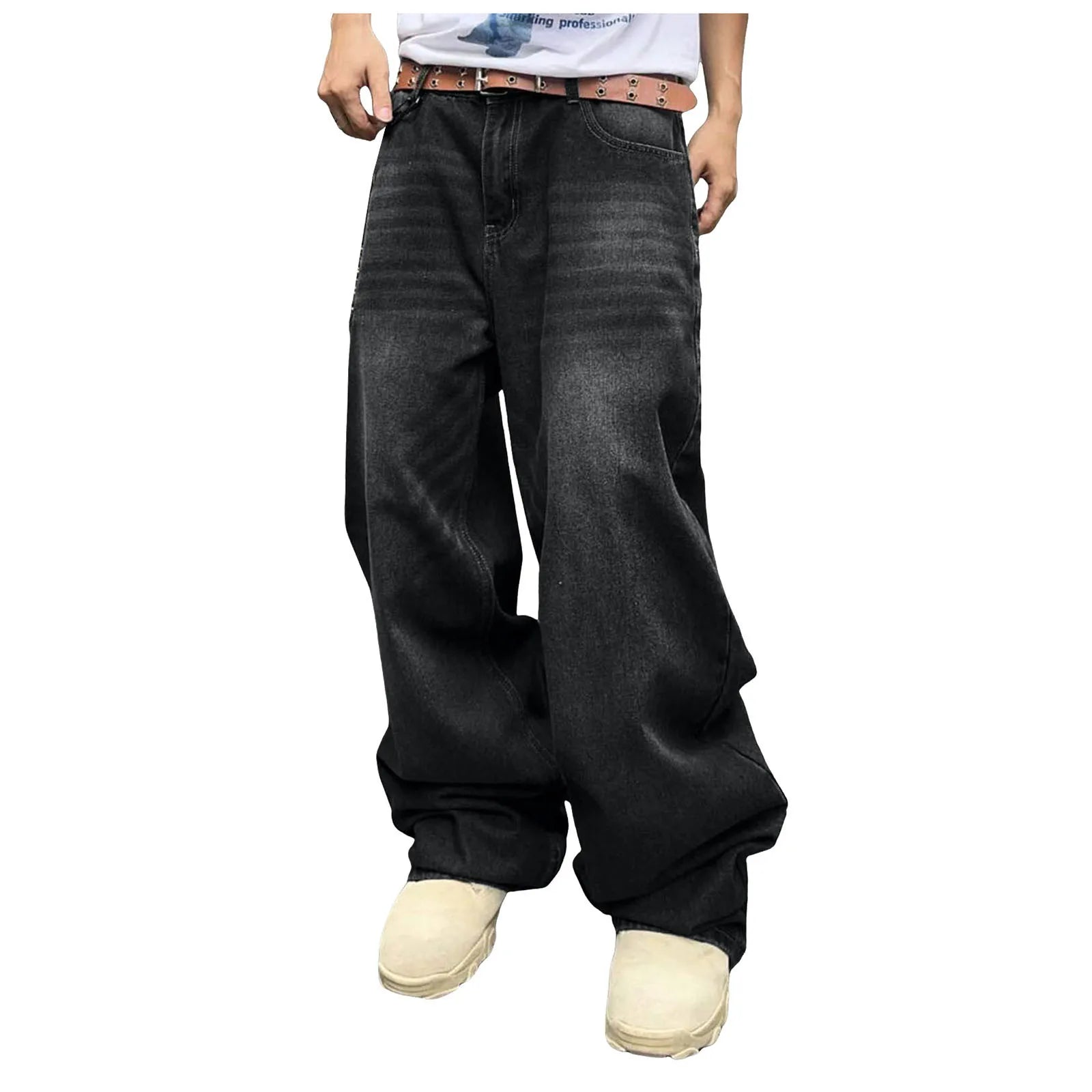Bonjosh – Gebleekte Baggy Parachute Jeans voor Mannen