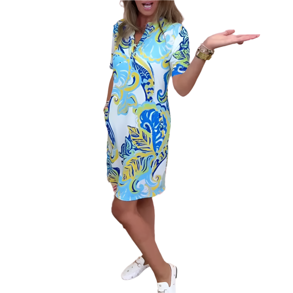 Aniya – Soepelvallende en Luchtige Dames Midi Jurk met Print