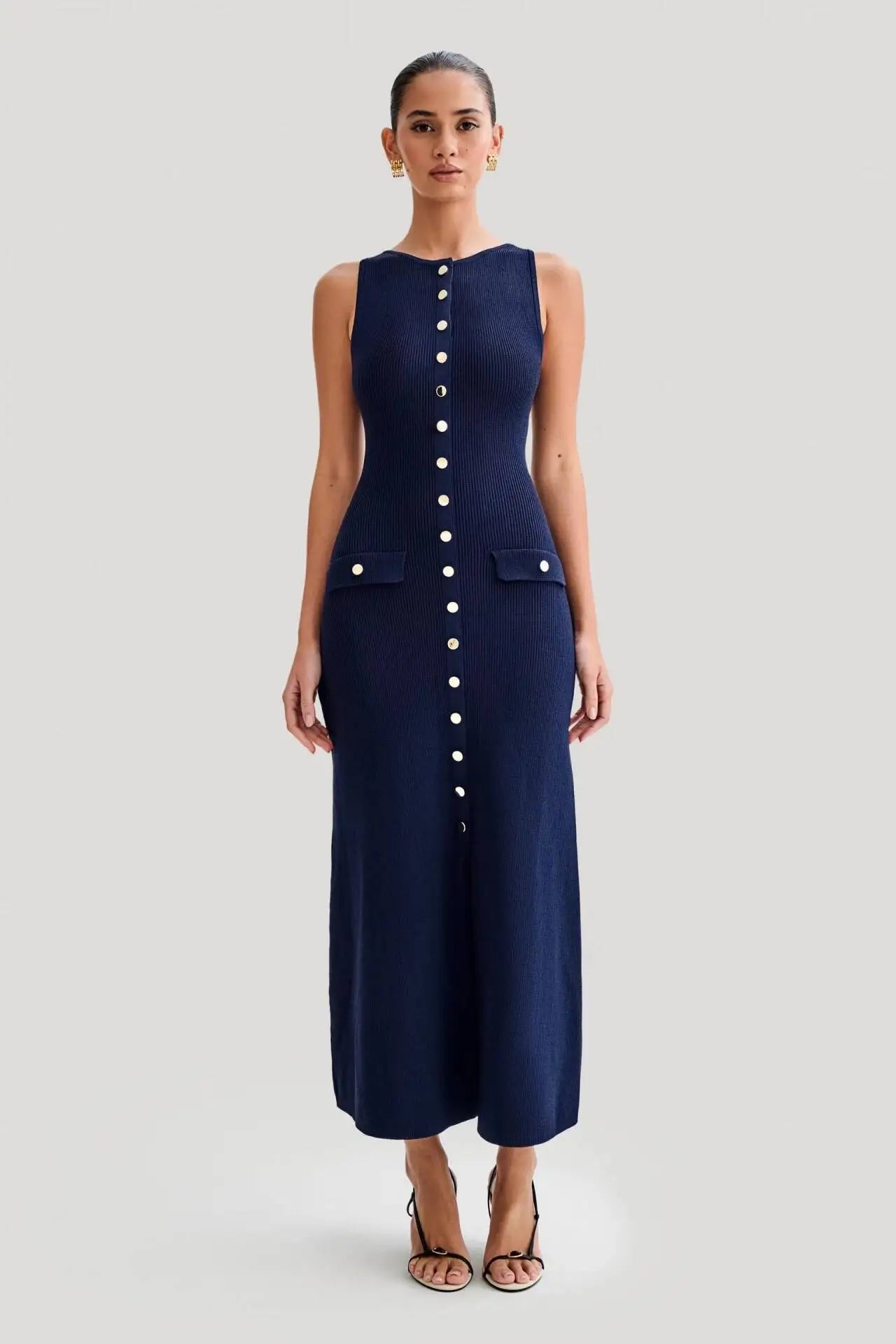 Chiara – Gebreide Rib Midi Jurk voor Dames