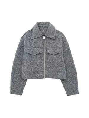 Andrea – Vintage Stijl Dames Cropped Jas met Rits