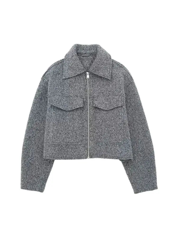 Andrea – Vintage Stijl Dames Cropped Jas met Rits
