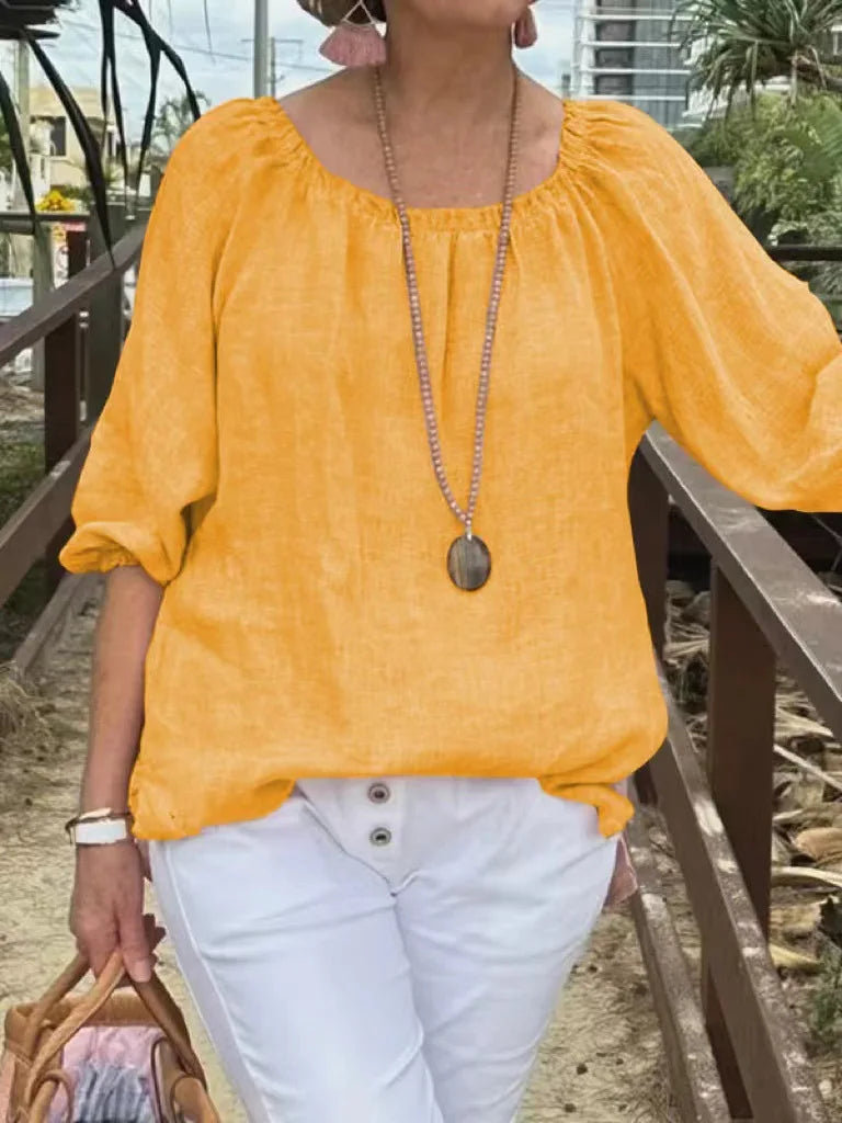 Ruffa – Luchtig Plus-Size Dames T-shirt van Katoen-Hennep