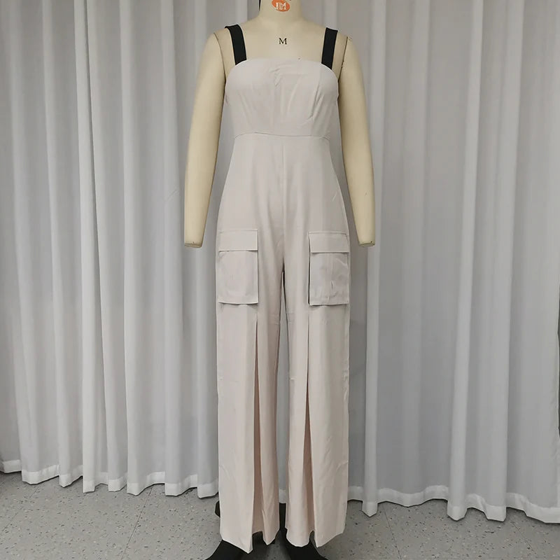 Elena – Rugloze Dames Colorblock Jumpsuit met Zakken