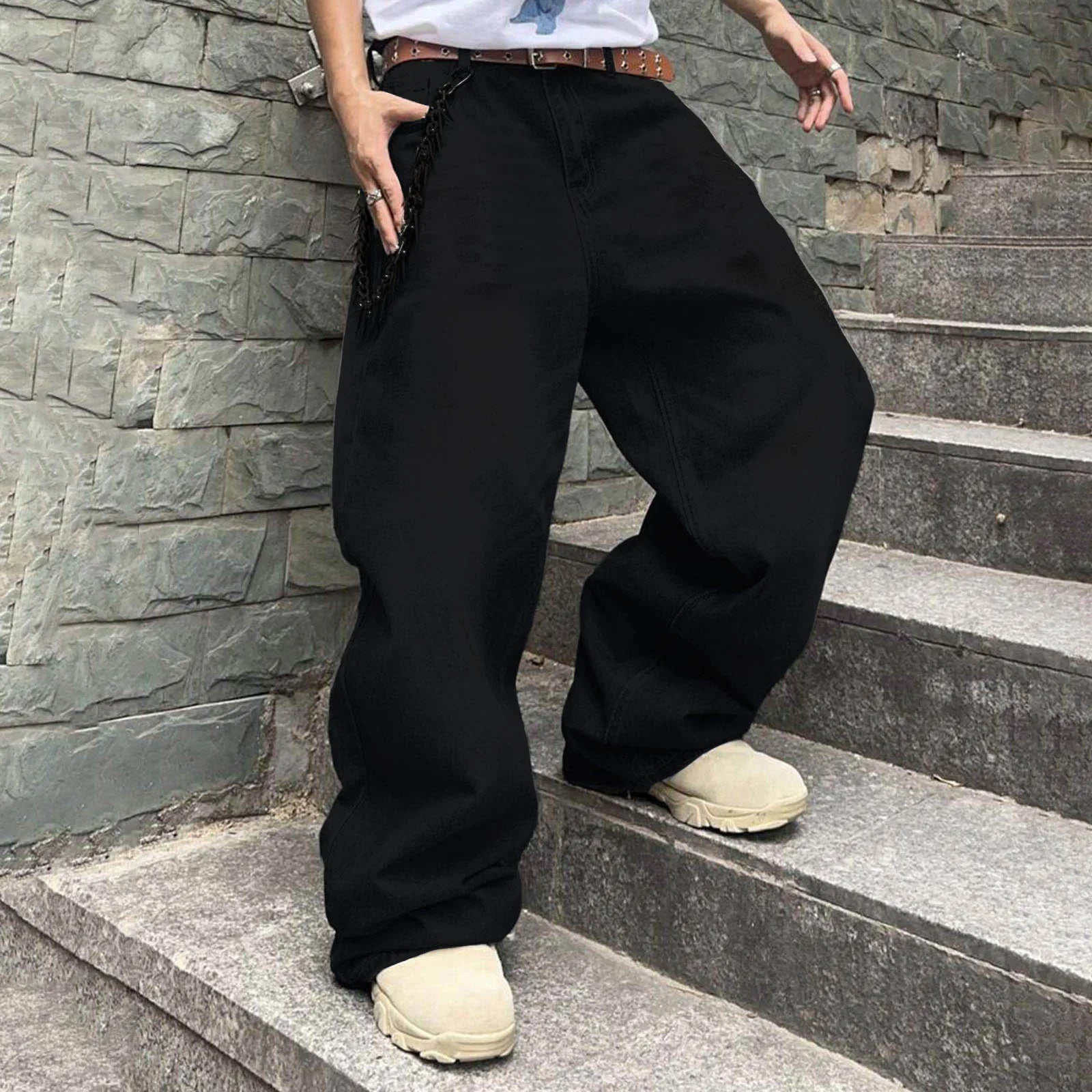 Bonjosh – Gebleekte Baggy Parachute Jeans voor Mannen