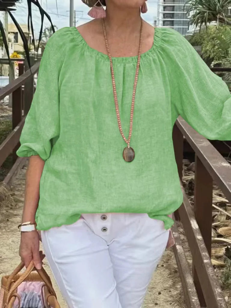 Ruffa – Luchtig Plus-Size Dames T-shirt van Katoen-Hennep