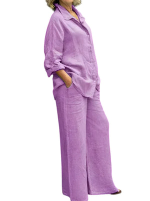 Calista – Dames Linnen Shirt & Broek Set