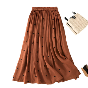 Sofia – Polkadot Linnen Dames Midi-Rok