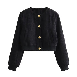 Cavolto – Korte Slim Fit Dames Jas met Knopen in Streetstyle