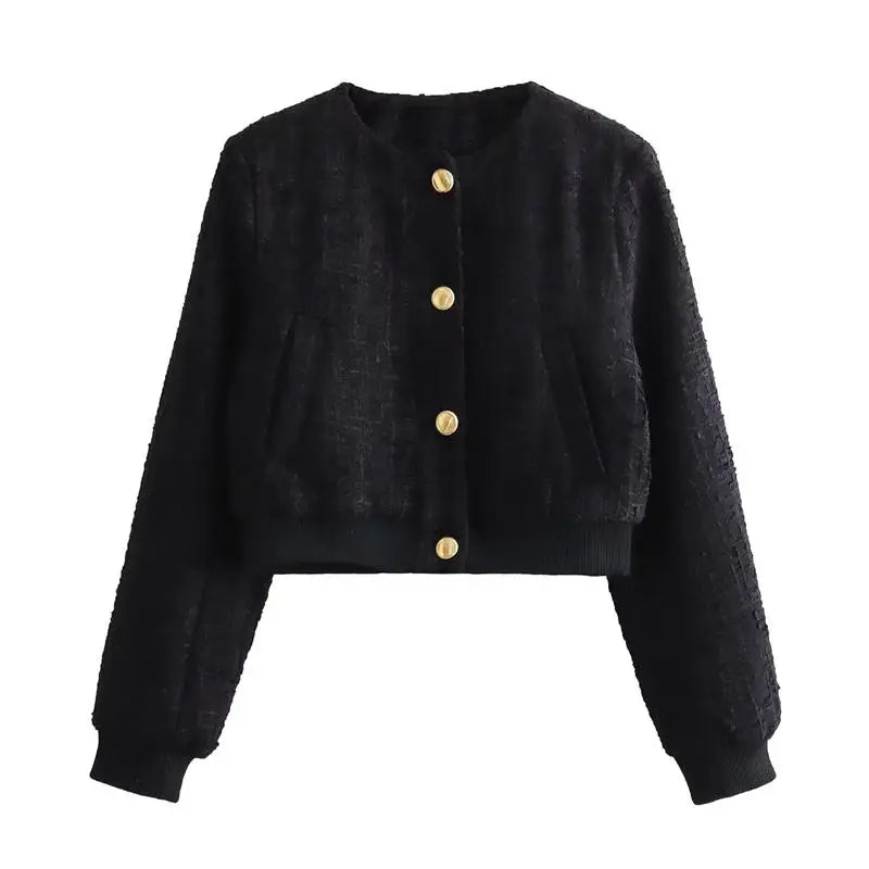 Cavolto – Korte Slim Fit Dames Jas met Knopen in Streetstyle