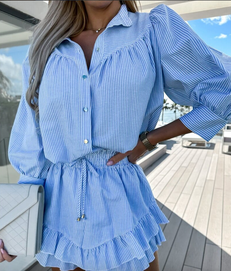 Elena – Gestreepte Dames Tweedelige Set