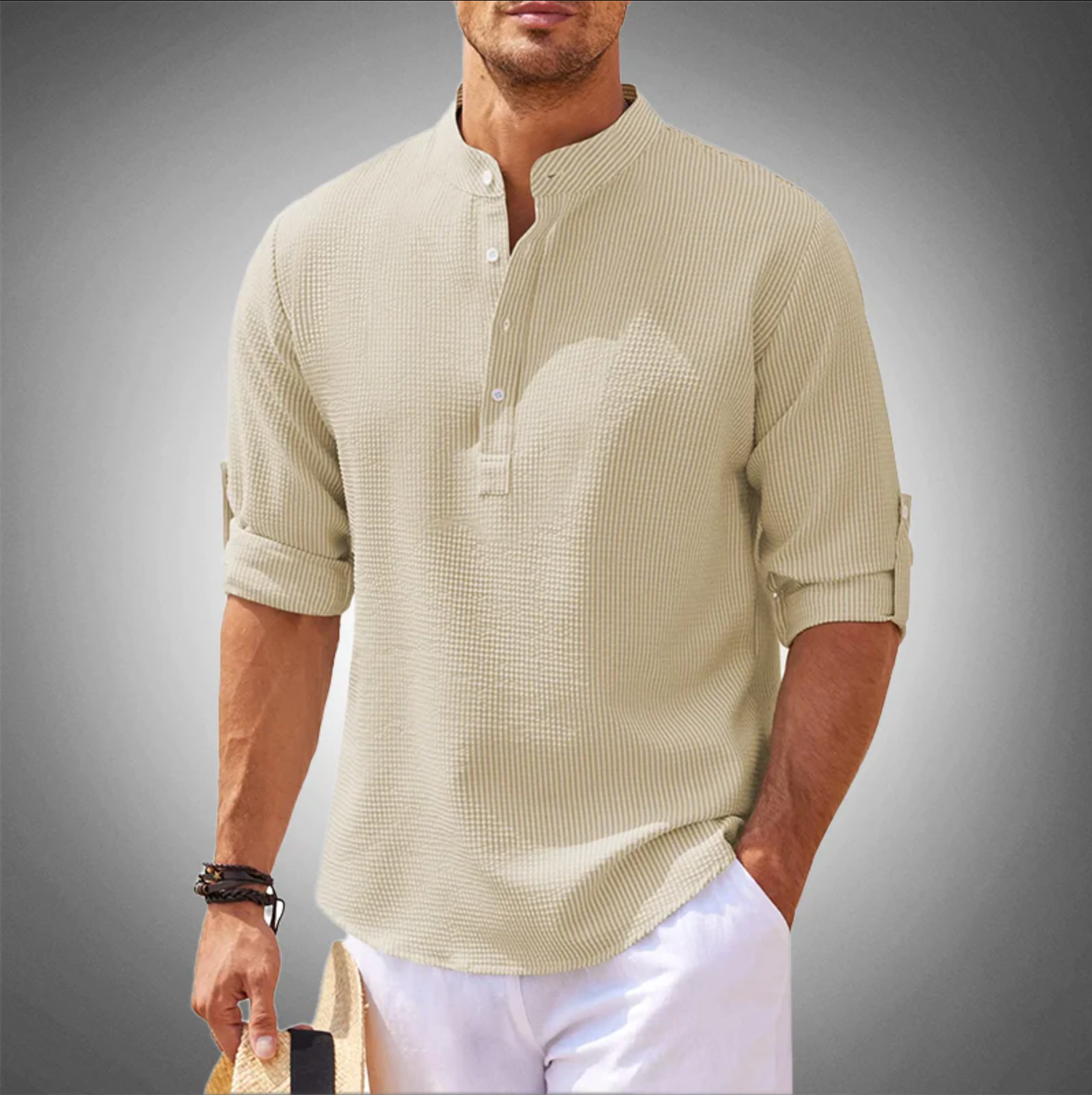 Lorenzo – Stretch-Fit Heren Henley Shirt