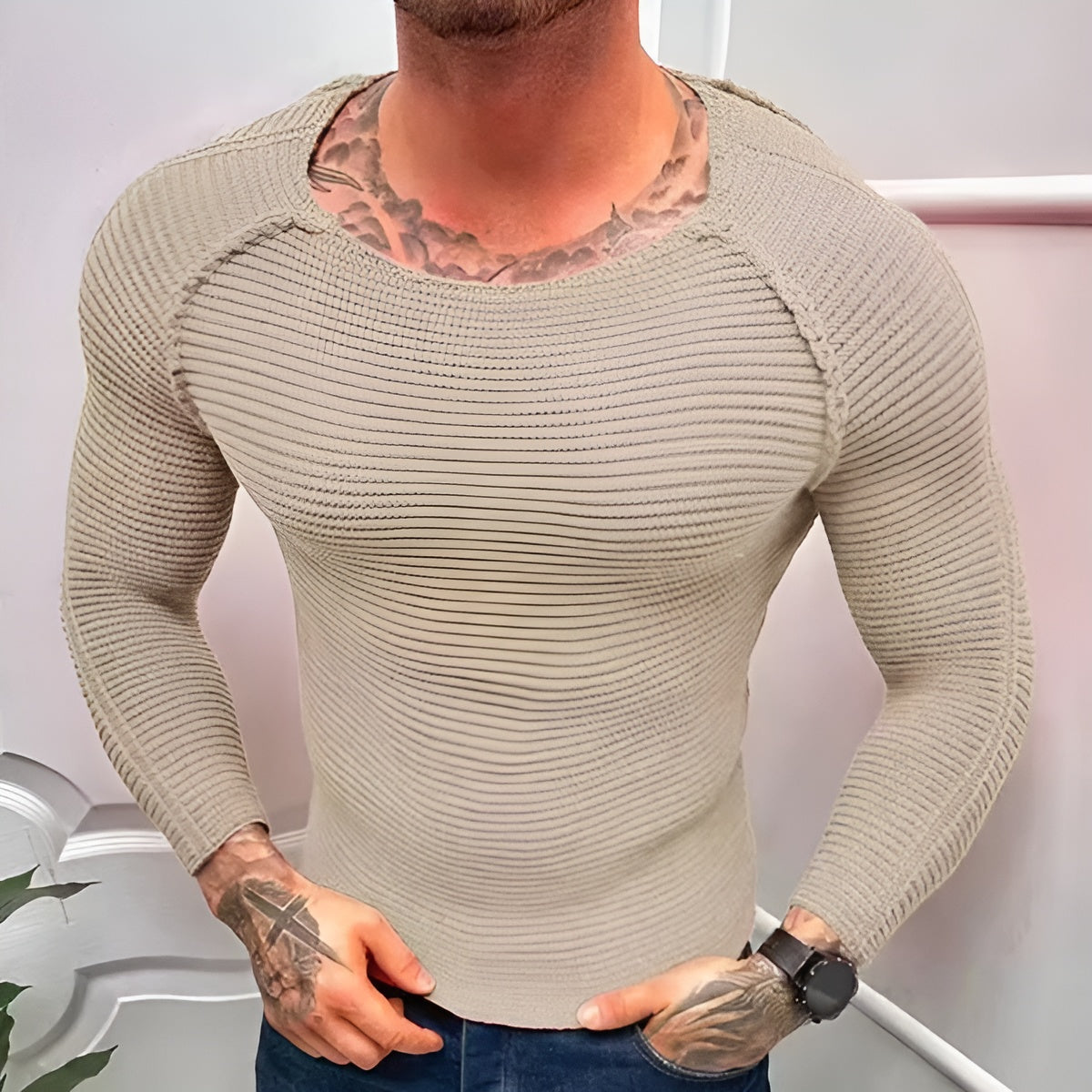 Emiliano – Patchwork Heren Casual Trui