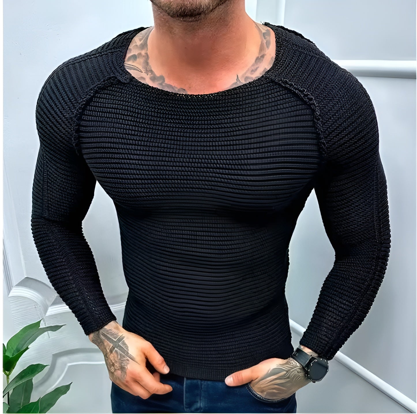 Emiliano – Patchwork Heren Casual Trui