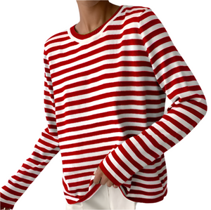 Isabella – Gestreept Dames T-shirt met Lange Mouwen van Katoen